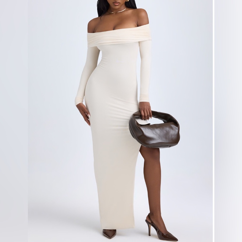 Elegant Cream Off-Shoulder Dress